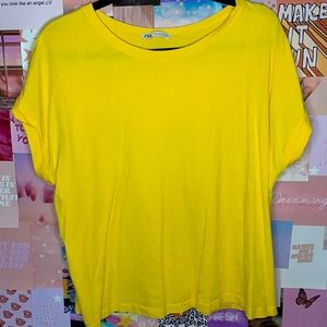 Zara bright orange cuffed sleeve tshirt